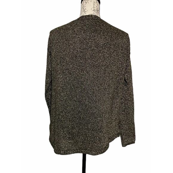 Moon Collection CS2401 Black Gold Shimmer V-neck Hi-Low Sweater Size Small New - Picture 2 of 6